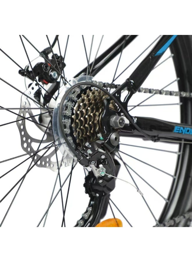 بلا نهاية دراجة جبلية Endless مقاس 26 بوصة بـ 7 سرعات للبالغين | إطار فولاذي عالي الكربون بقياس 18 بوصة، فرامل قرصية، نظام تعليق، مزودة بواقيات طين أمامية وخلفية، مقعد قابل للتعديل، وإطارات لجميع التضاريس بعرض 2.135 بوصة – مناسبة للرجال والنساء. - Image 4